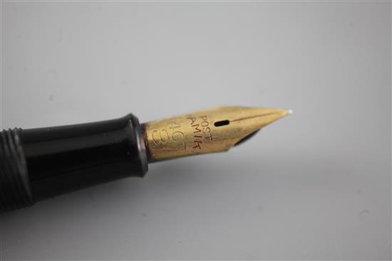 A cased Namiki 14k rolled gold fountain pen, 13cm